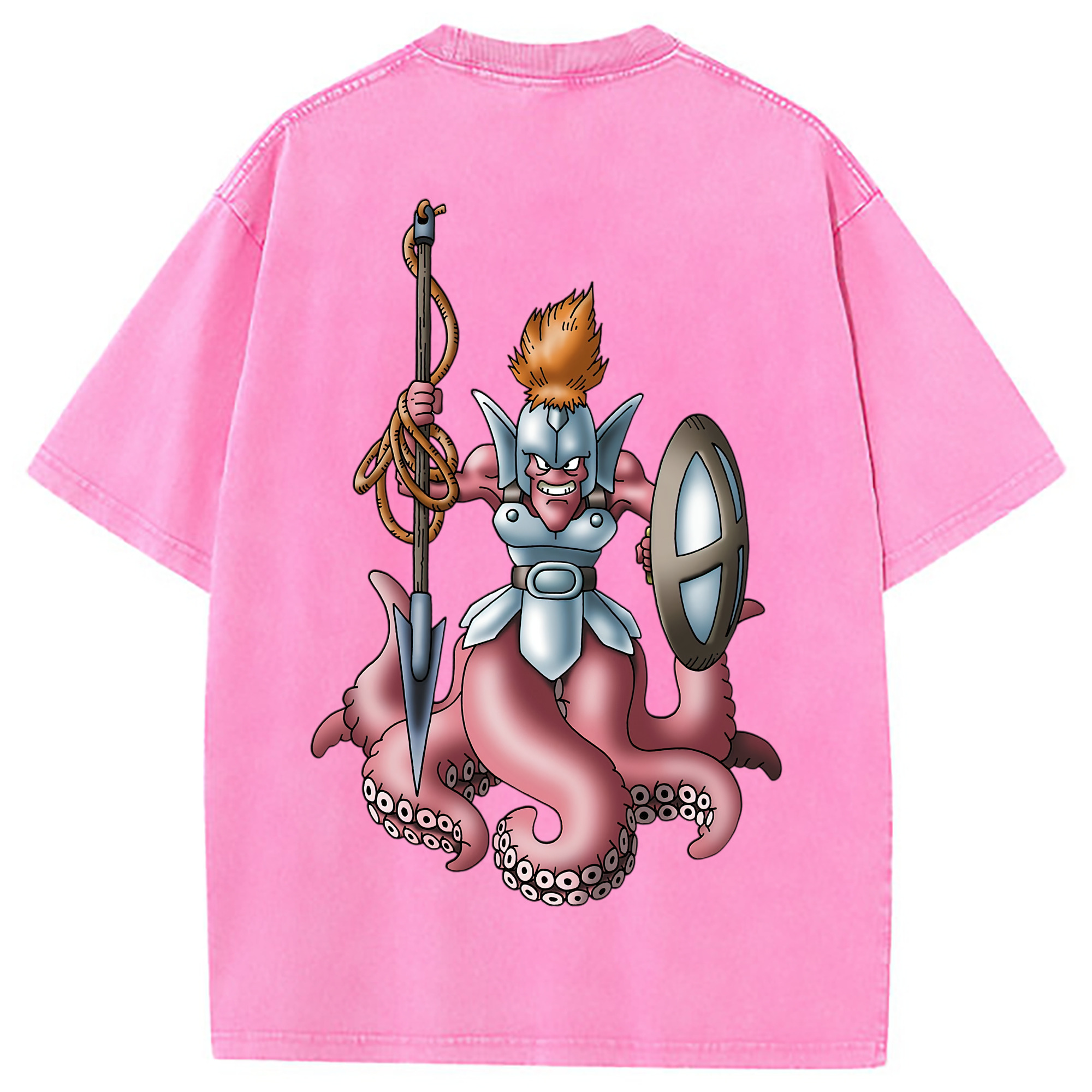 （画像用） ドラゴンクエスト Doragon Kuesuto Dragon Quest 綿100% ヴィンテージ風 半袖Tシャツ（背面プリント）